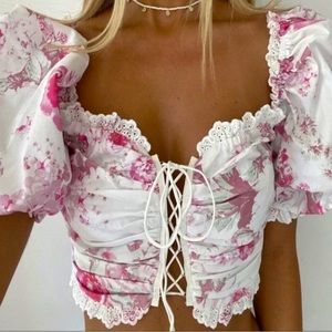 Polly Endless Love Puff Sleeve Cropped Top